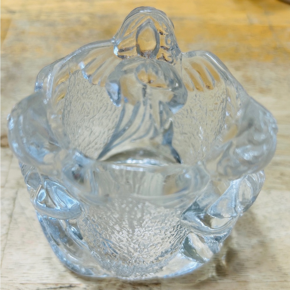 Crystal Angel candle holder. Mint condition. Crystal is clear, detailed.